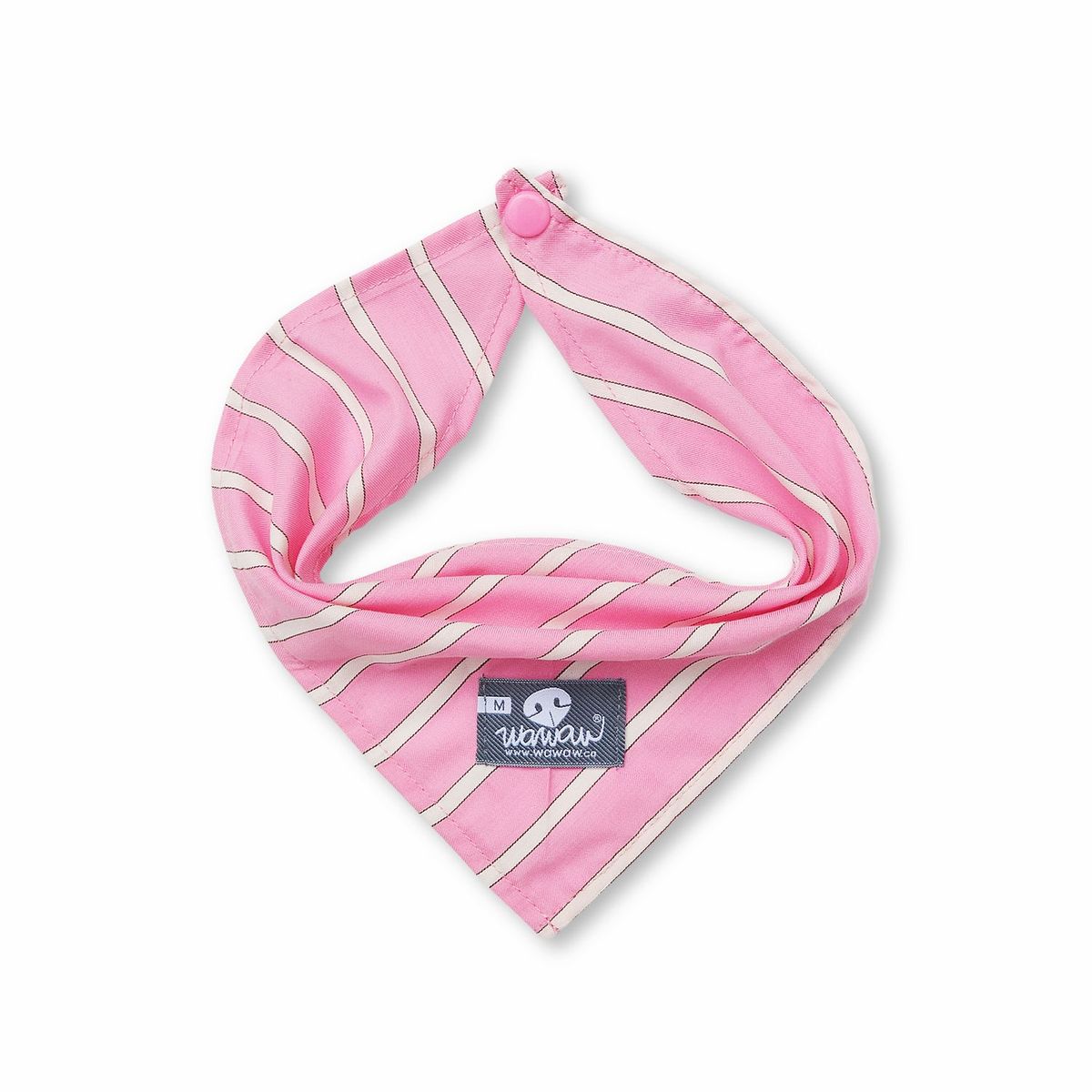 WAWAW - Pañoleta para perro talla XL rosa rayas blancas Wawaw