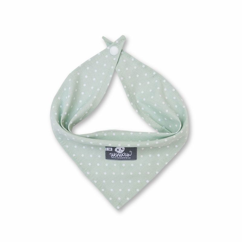 WAWAW - Pañoleta para perro talla XL menta lunares blancos Wawaw