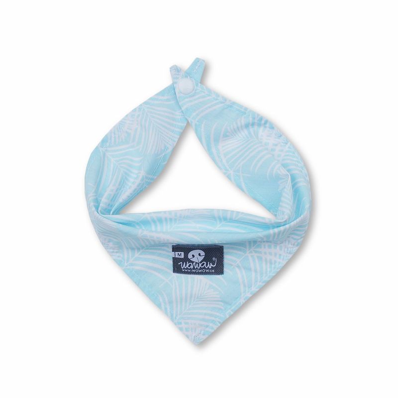 WAWAW - Pañoleta para perro talla L celeste palmeras blancas Wawaw