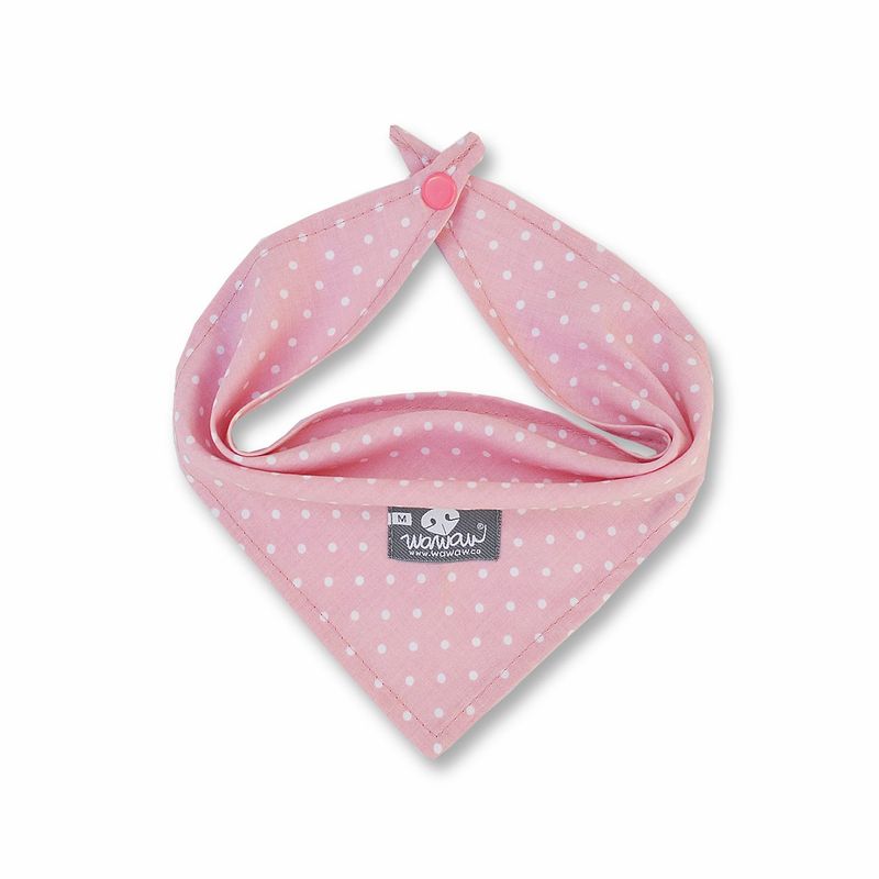 WAWAW - Pañoleta para perro talla XL rosa lunares blancas Wawaw