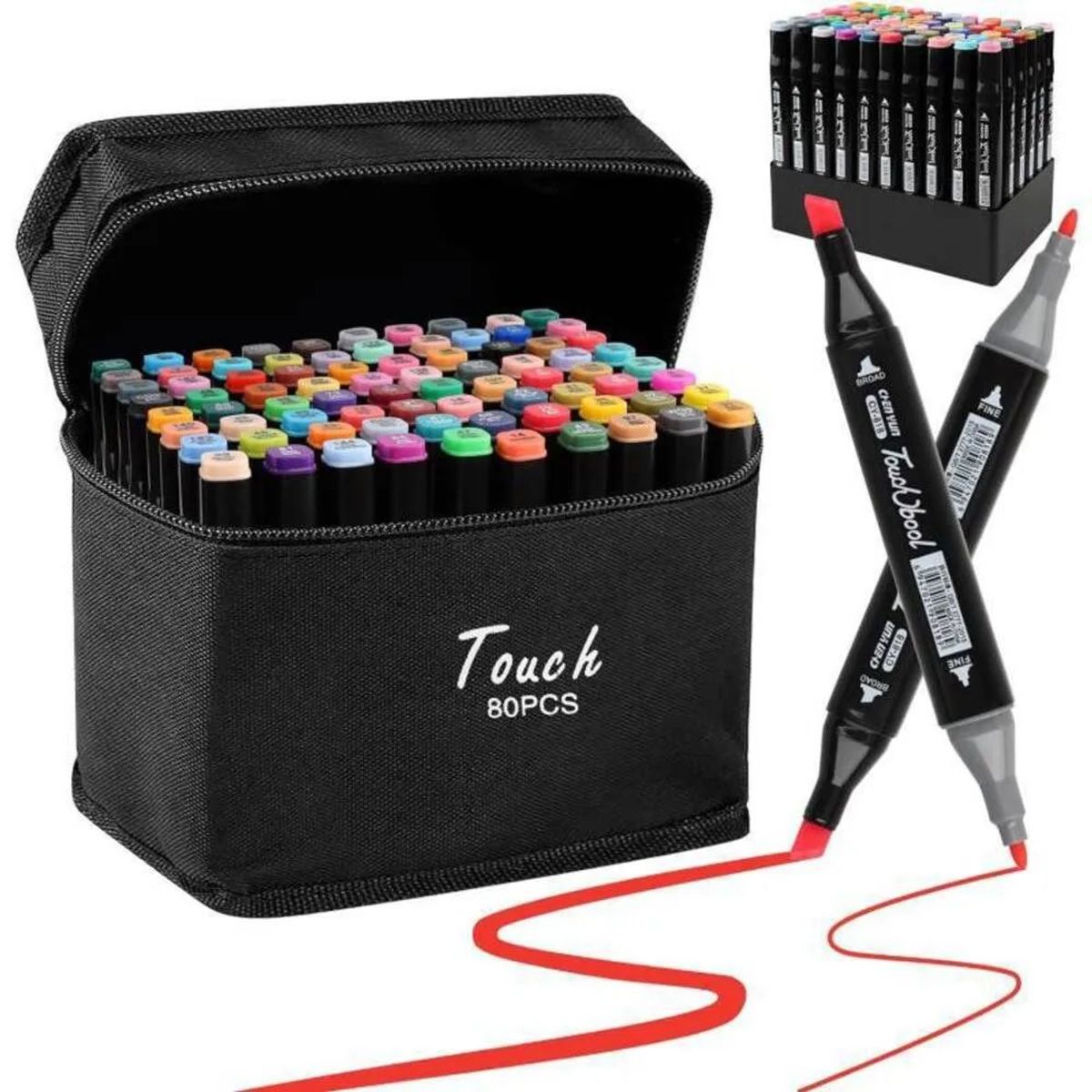 GENERICO - Marcadores Doble Punta Set 80 Unidades Estuche