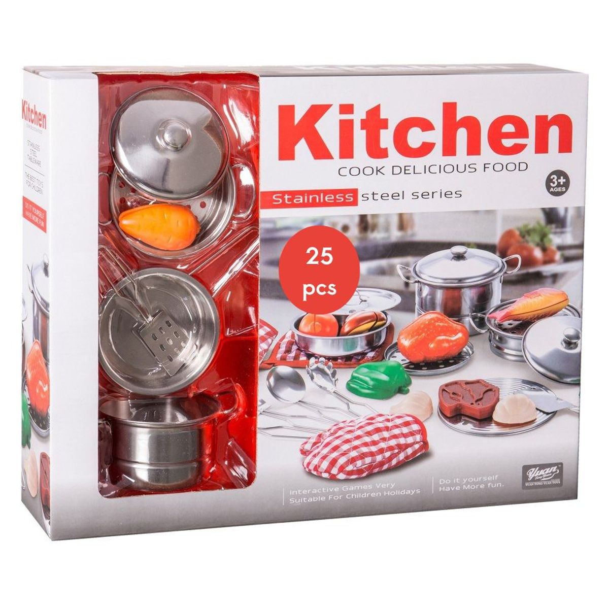 JUGANDO Y EDUCANDO - Set De Juego Utensilios De Cocina 25 Pcs Para Niños Y Niñas