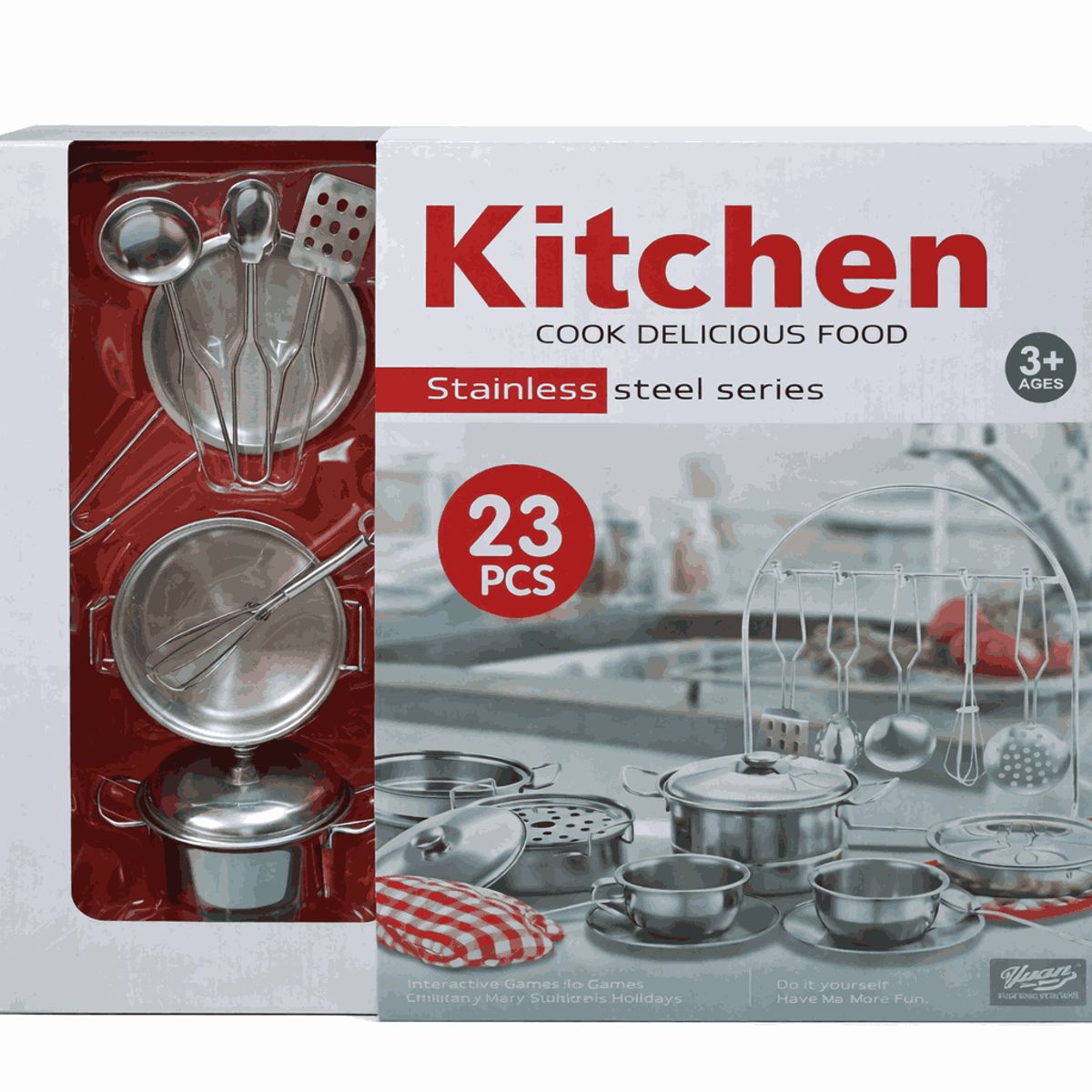 JUGANDO Y EDUCANDO - Set De Juego Utensilios De Cocina 23 Pcs Para Niños Y Niñas