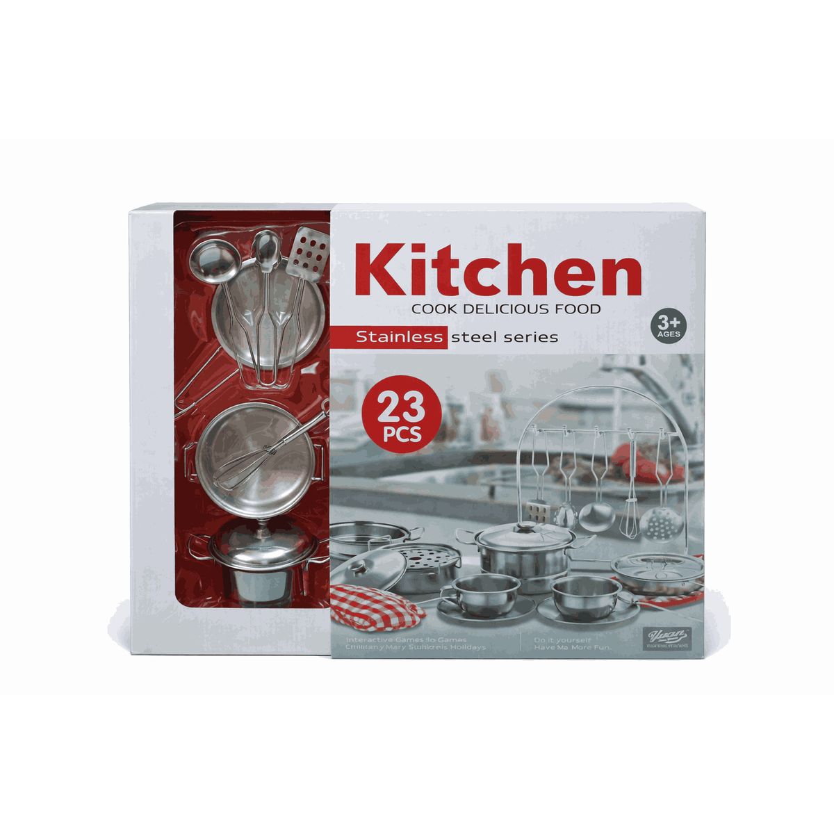 JUGANDO Y EDUCANDO - Set De Juego Utensilios De Cocina 23 Pcs Para Niños Y Niñas