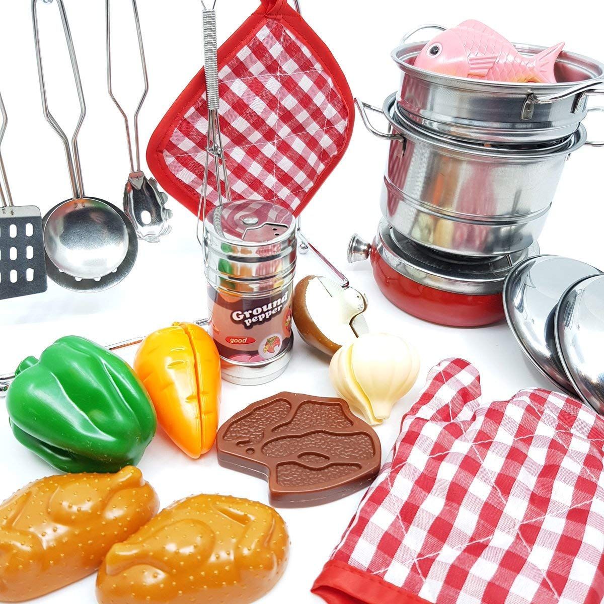 JUGANDO Y EDUCANDO - Set De Juego Utensilios De Cocina 23 Pcs Para Niños Y Niñas