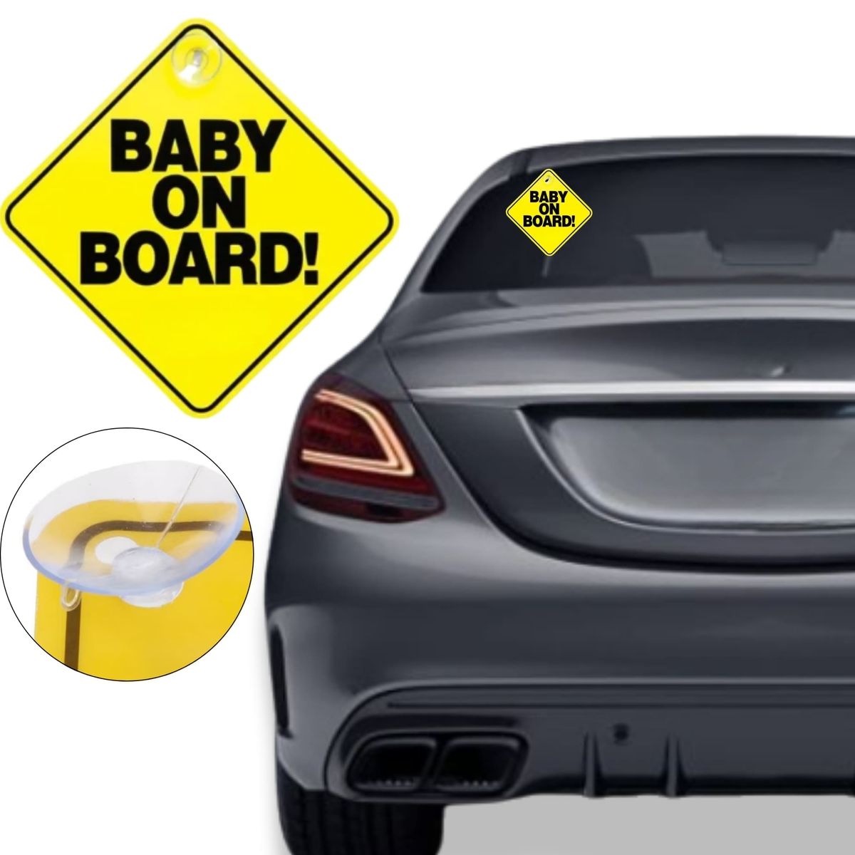 GENERICO - Aviso Letrero Bebe A Bordo Baby On Board Reflectivo Carro