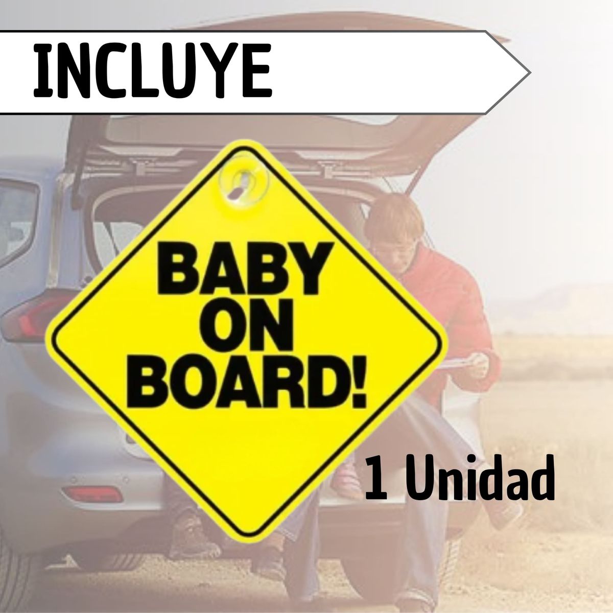 GENERICO - Aviso Letrero Bebe A Bordo Baby On Board Reflectivo Carro