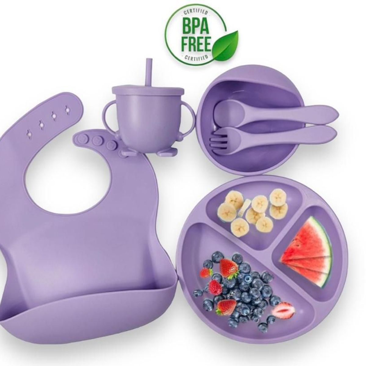 GENERICO - Set De Vajilla Silicona 6 Piezas Succion Para Bebes Sin Bpa