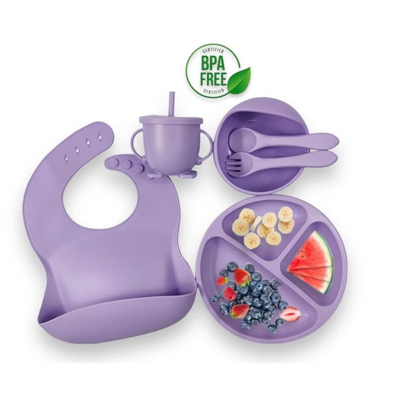 GENERICO - Set De Vajilla Silicona 6 Piezas Succion Para Bebes Sin Bpa