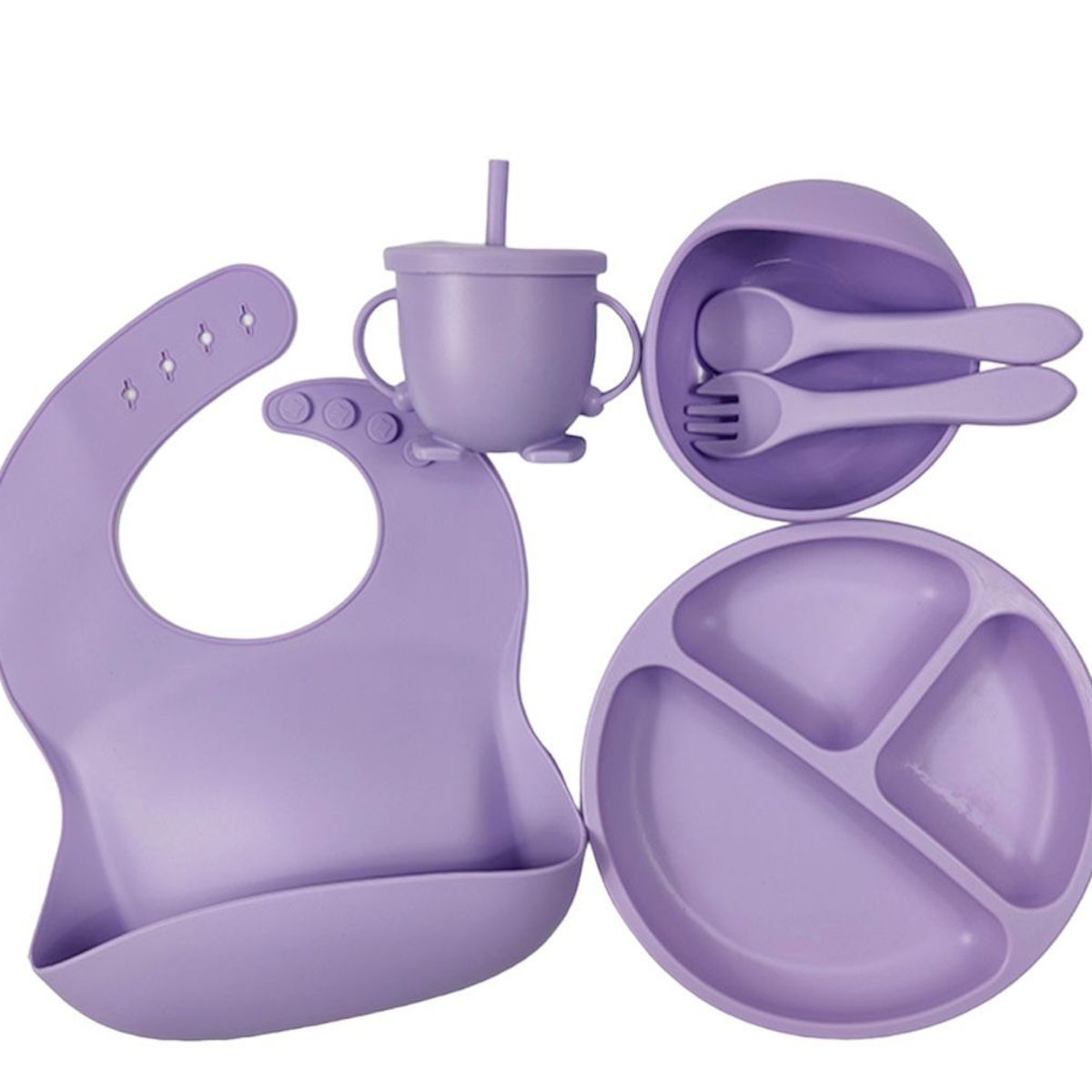 GENERICO - Set De Vajilla Silicona 6 Piezas Succion Para Bebes Sin Bpa