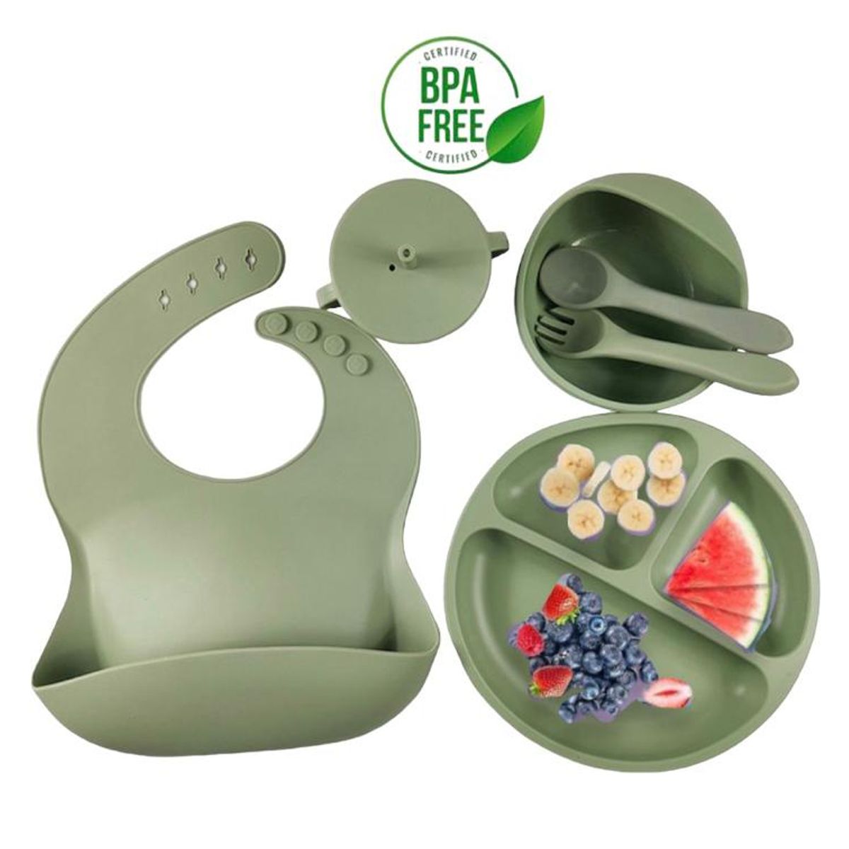 GENERICO - Set De Vajilla Silicona 6 Piezas Succion Para Bebes Sin Bpa