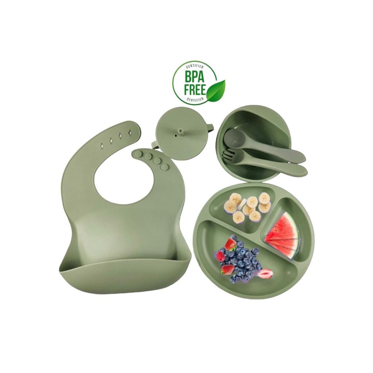 GENERICO - Set De Vajilla Silicona 6 Piezas Succion Para Bebes Sin Bpa