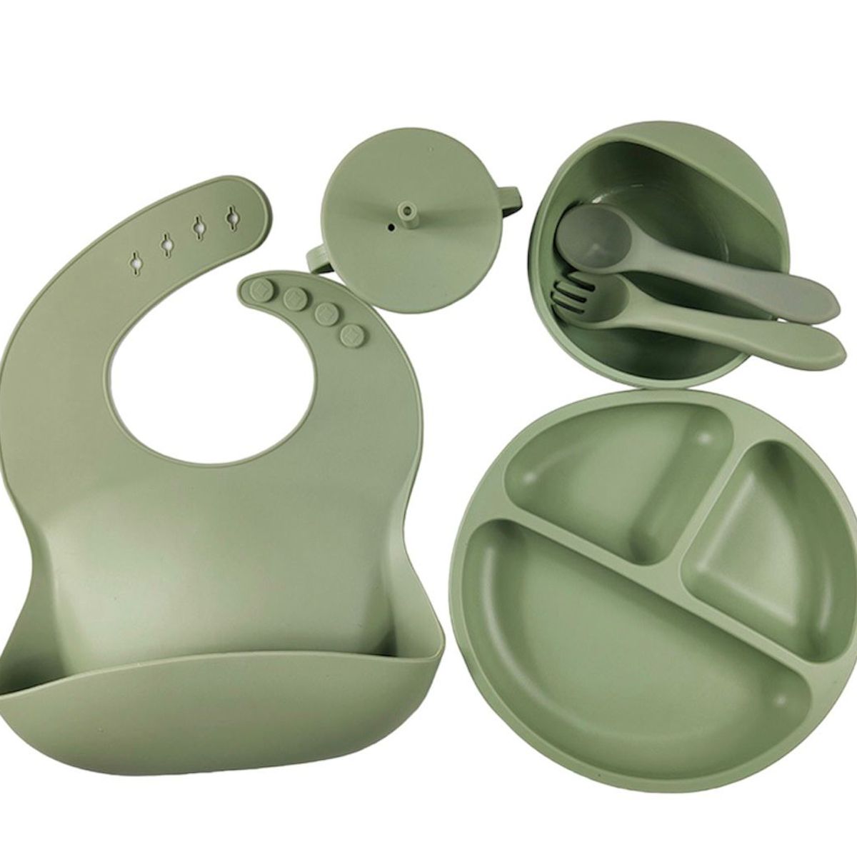 GENERICO - Set De Vajilla Silicona 6 Piezas Succion Para Bebes Sin Bpa