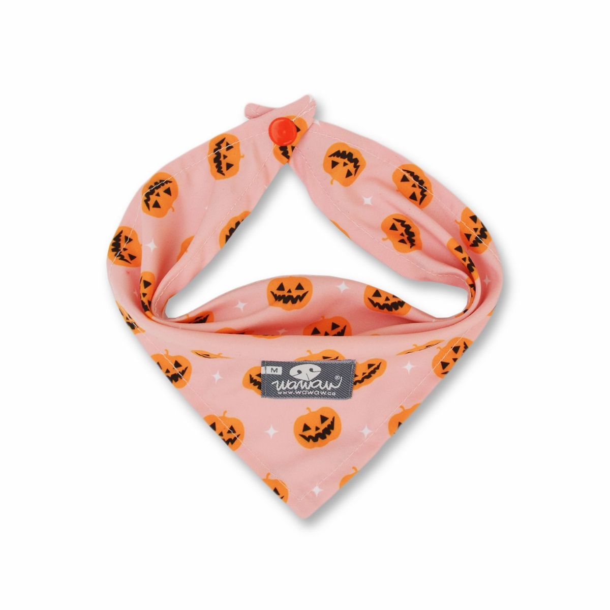 WAWAW - Pañoleta para perro talla S rosa calabazas Halloween Wawaw