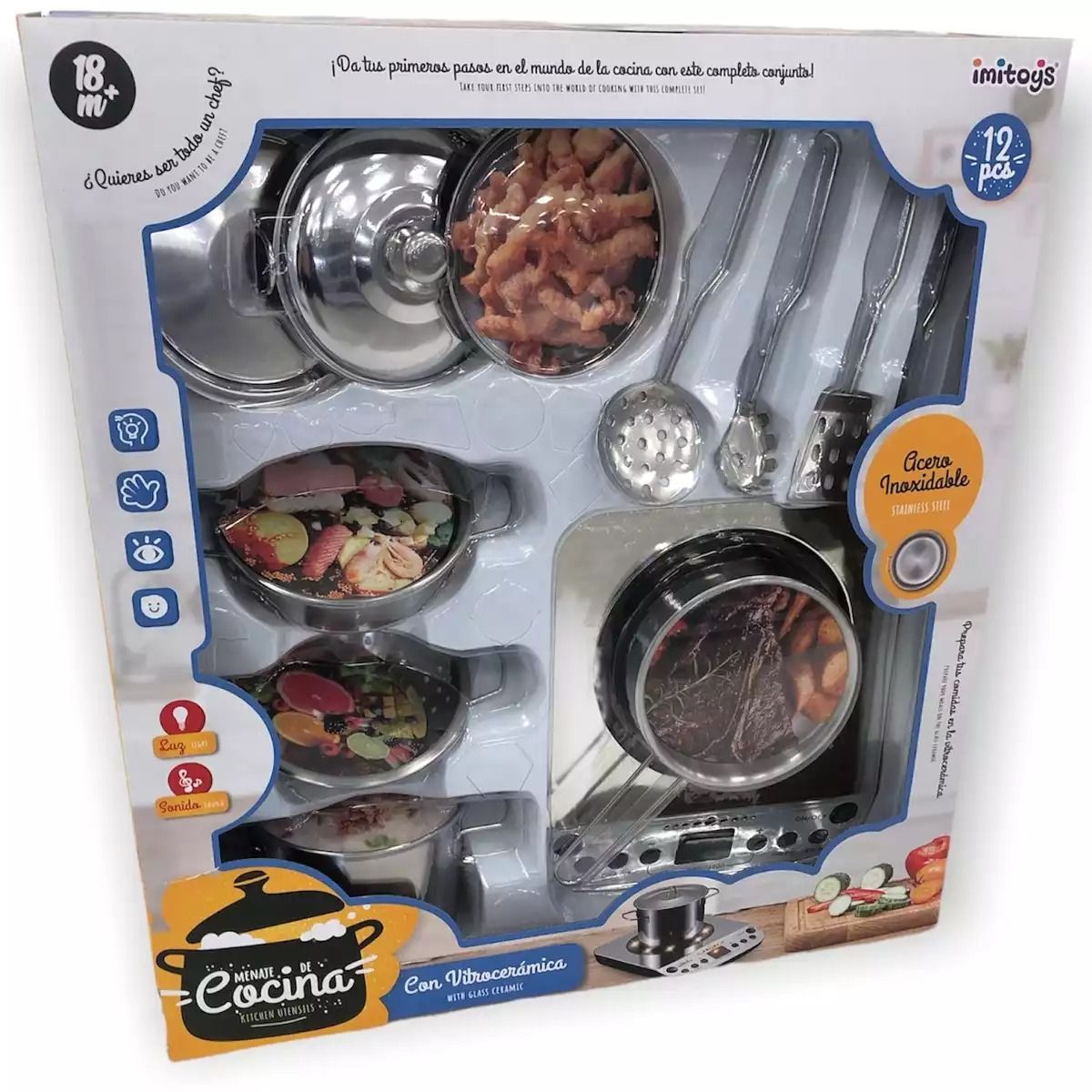 JUGANDO Y EDUCANDO - Set De Juego Utensilios De Cocina 9 Pcs Para Niños Y Niñas