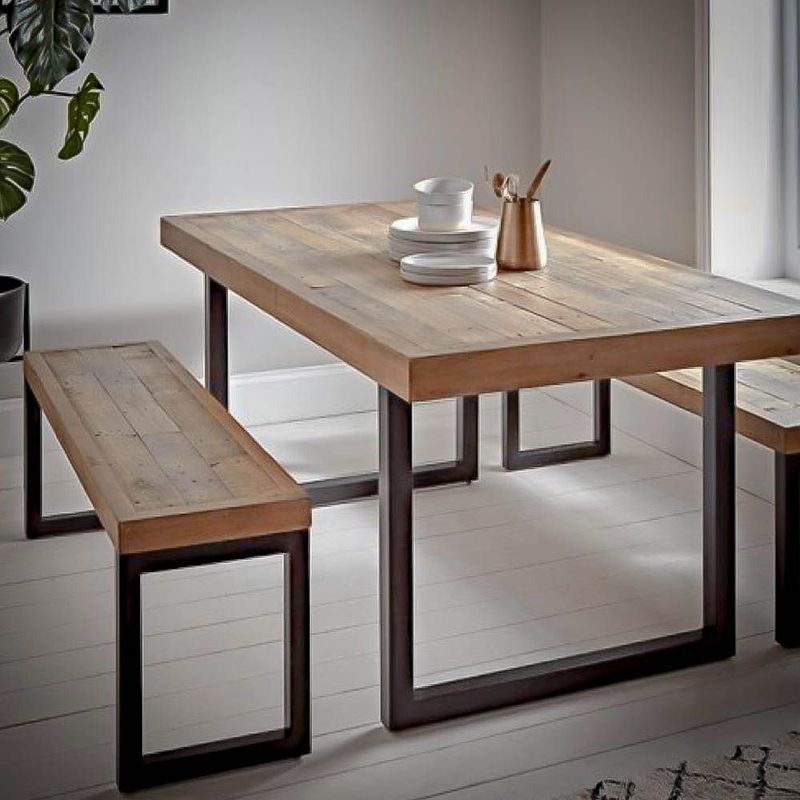22 GRADOS DECORACION - Juego de Comedor Orisha en Roble Natural y Metal 200x100cm Entrega 8 días hab.