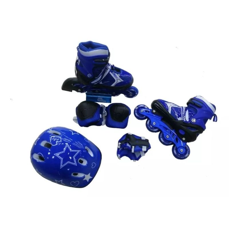 GENERICO - Patines En Línea +Kit De Protección Ajusta 3 Tallas (31-34)