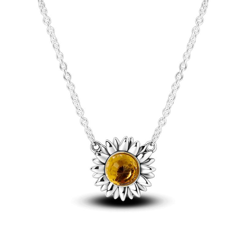 ALHAJAS - Collar Cadena Alhajas Para Mujer Flor Girasol En Plata 925