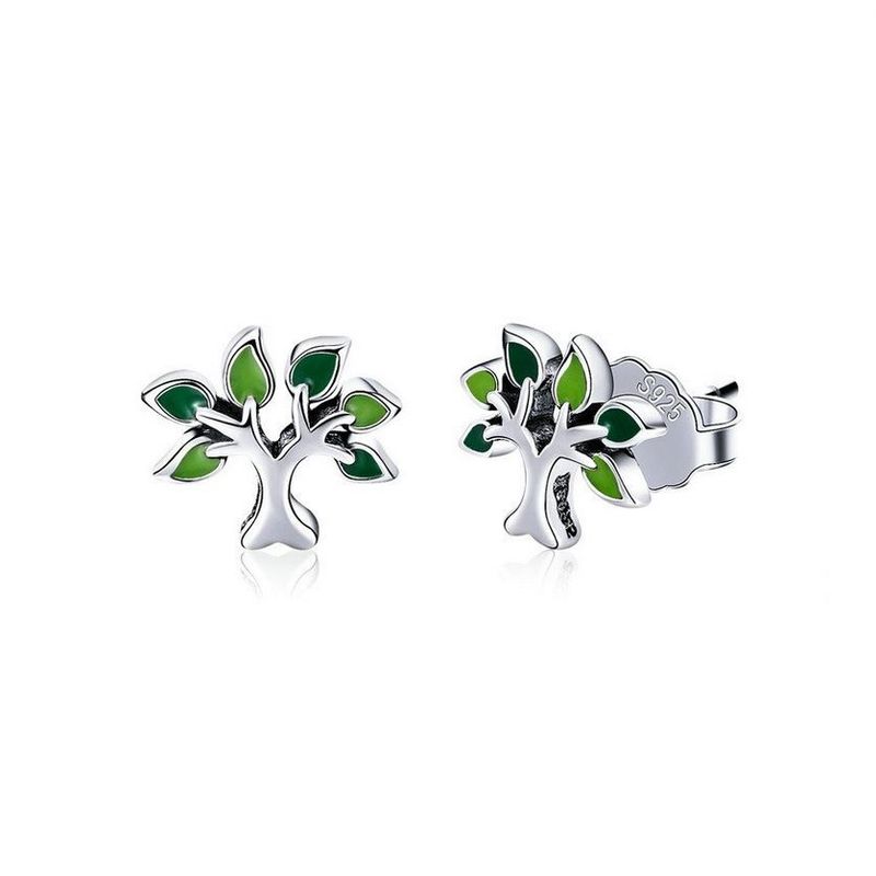 ALHAJAS - Aretes Topos Para Mujer Árbol De La Vida Fabricados En Plata 925