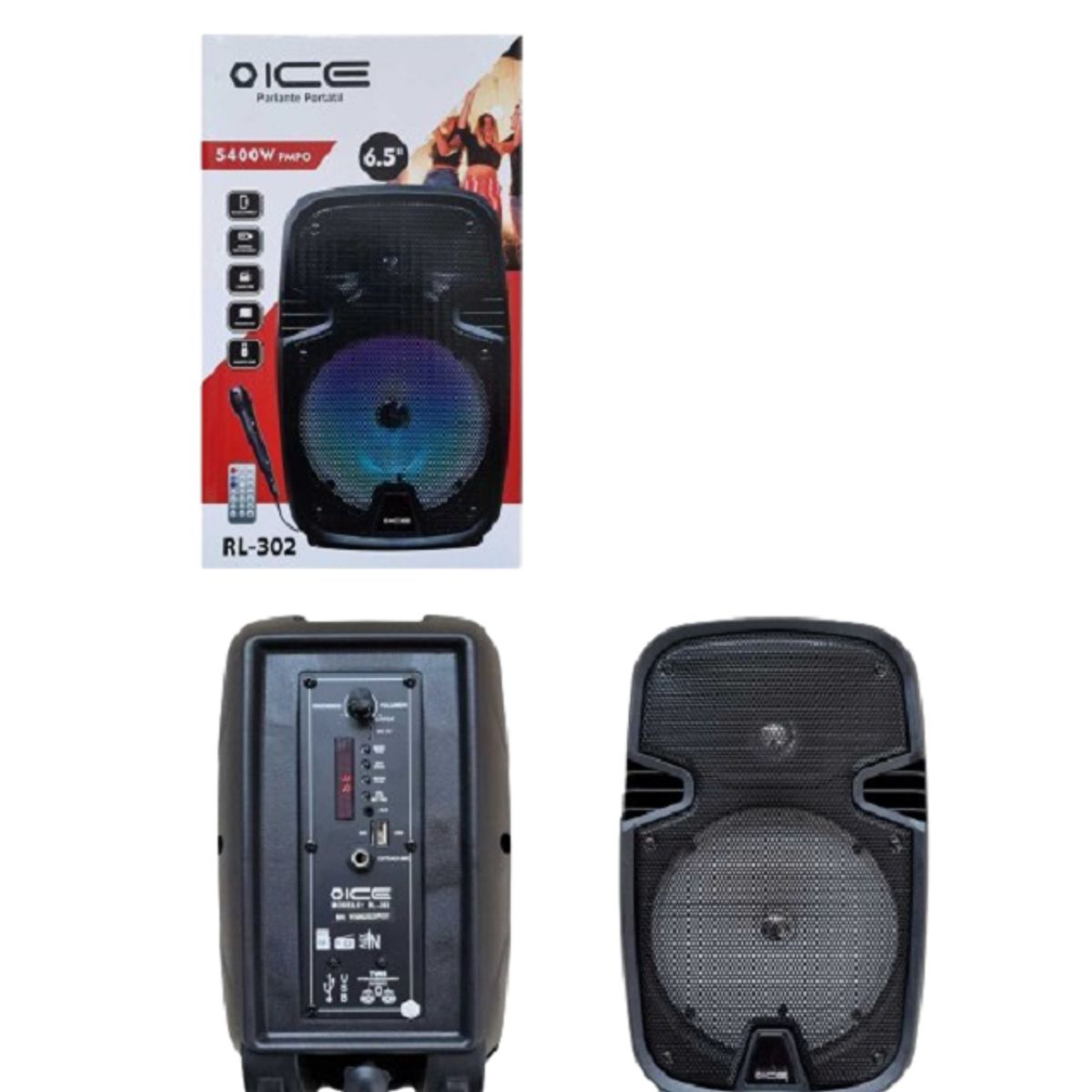GENERICO - Cabina Sonido Recargable Bluetooth 3600 W Micrófono Control
