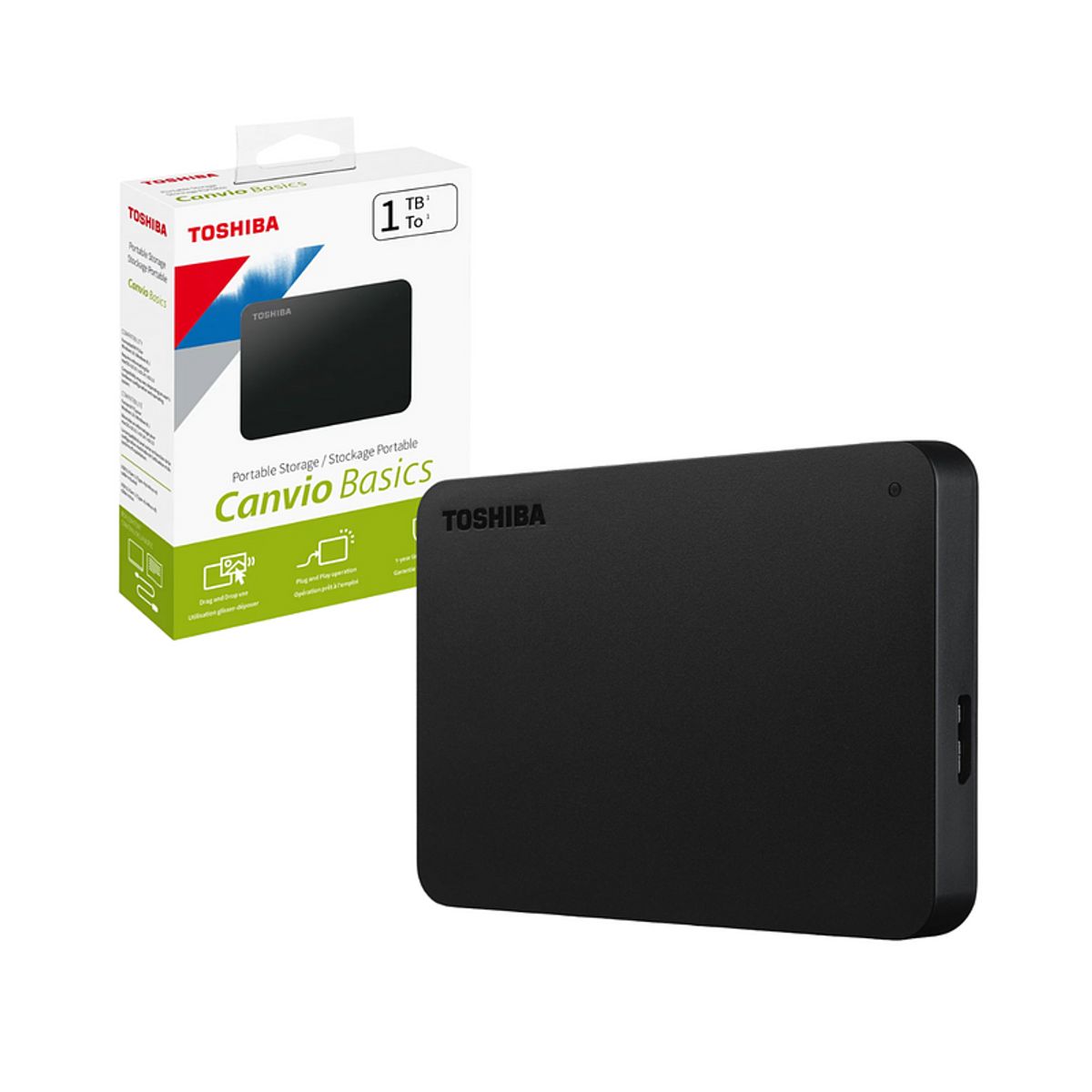 TOSHIBA - Disco Duro Externo Toshiba 1TB Canvio Basics USB 3.0