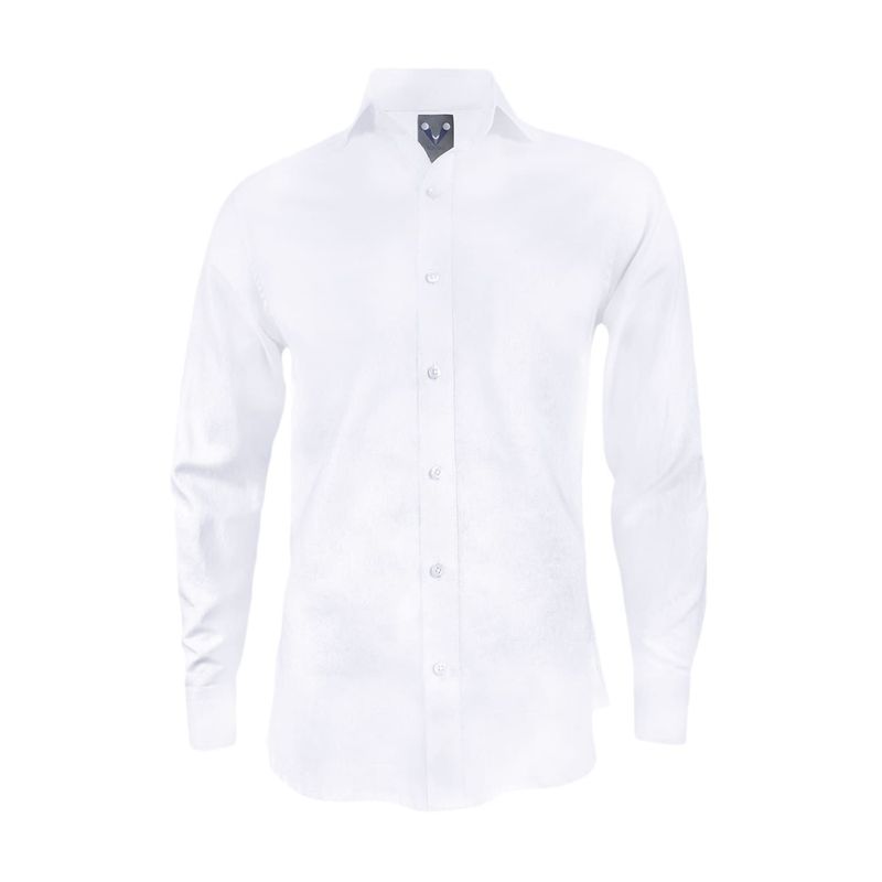 SON DOS - Camisa en lino blanco ocasión casual manga larga slim hombre