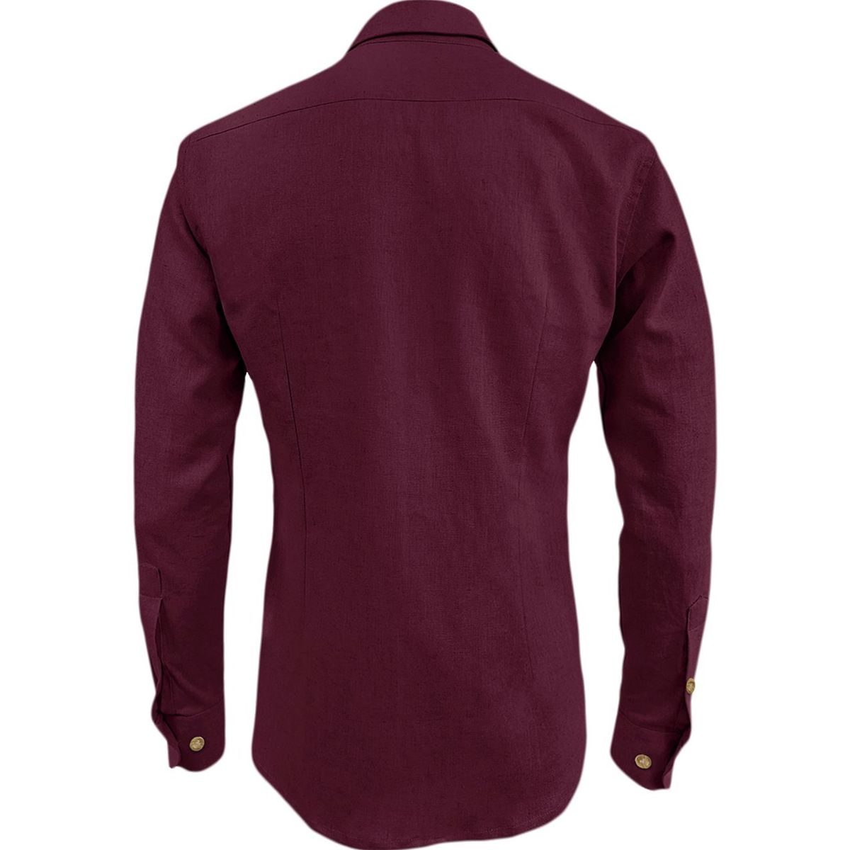 SON DOS - Camisa en lino vino tinto ocasión casual manga larga hombre