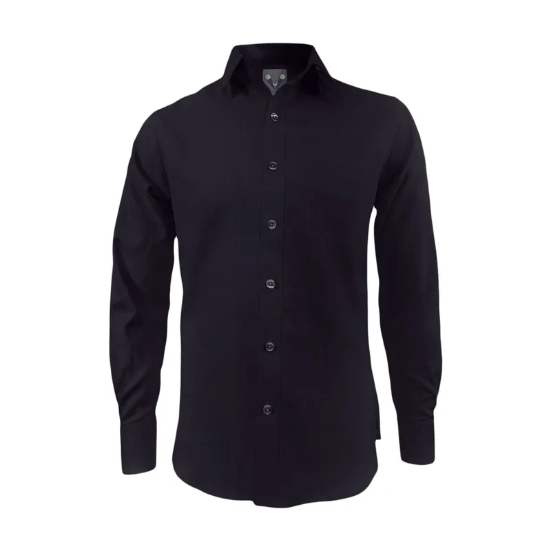 Camisa lino negro también en tallas grandes manga larga SON DOS