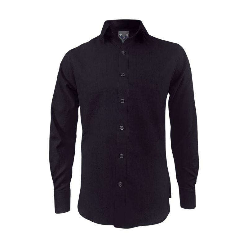 SON DOS - Camisa lino negro también en tallas grandes manga larga 