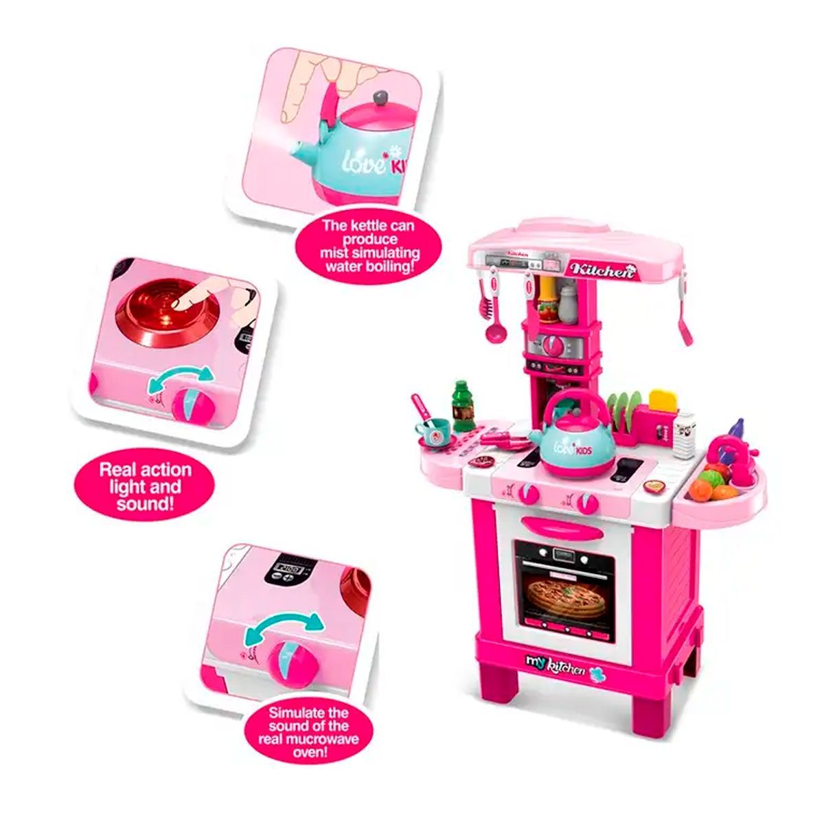 GENERICO - Cocina Juguete Chef Grande 54x87cm Accesorios Rosa 939