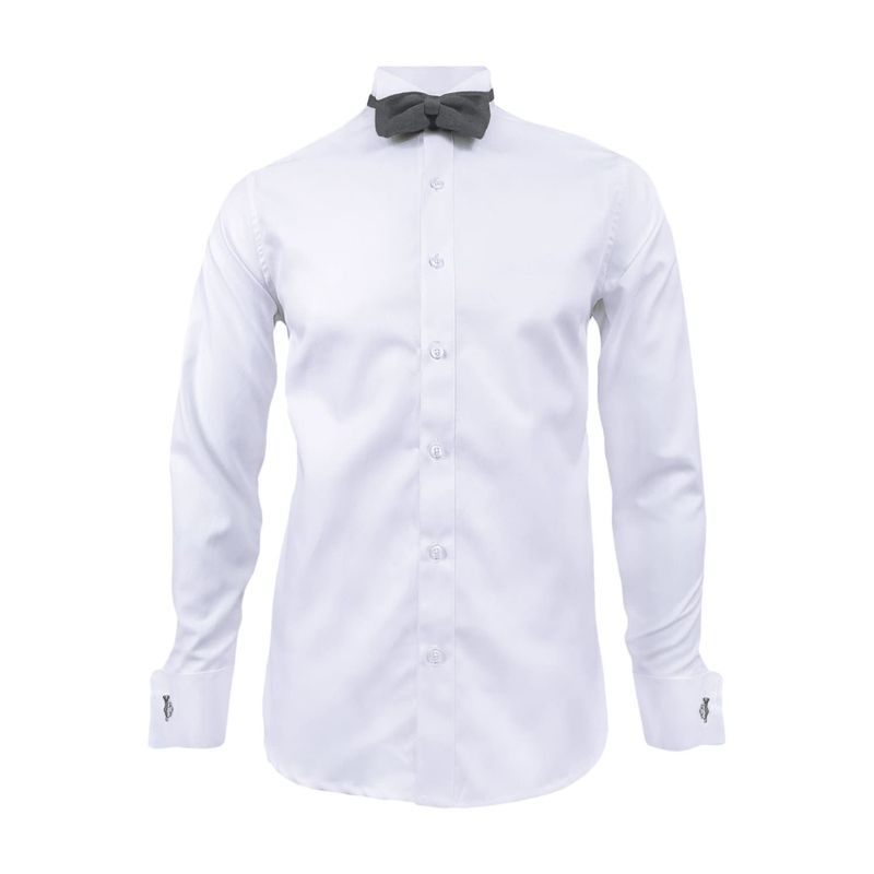 SON DOS - Camisa smoking blanca puño para mancornas manga larga hombre