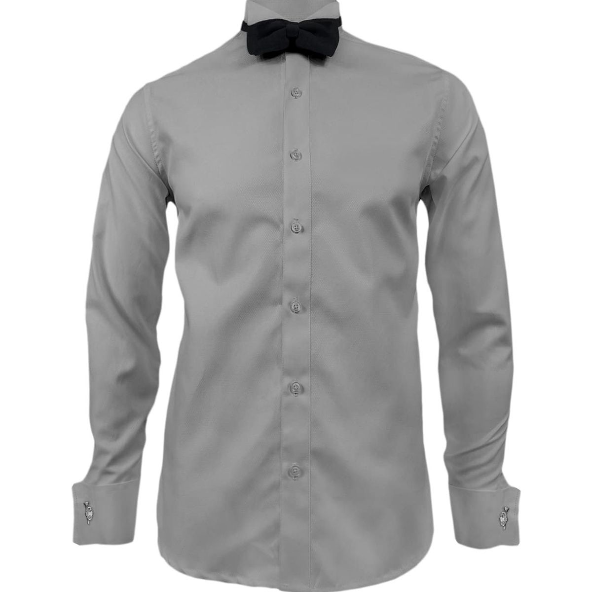 SON DOS - Camisa smoking cuello pajarito gris claro manga larga hombre