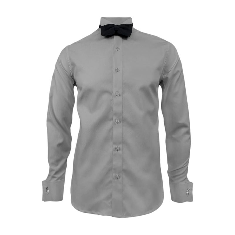 SON DOS - Camisa smoking cuello pajarito gris claro manga larga hombre