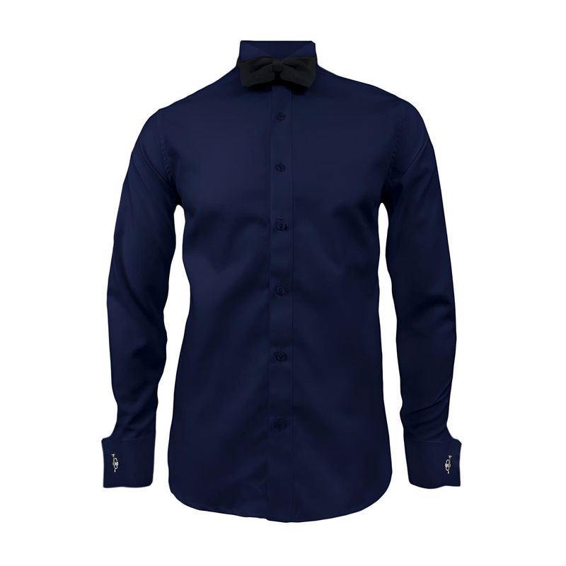 SON DOS - Camisa smoking ocasión azul oscura manga larga slim hombre
