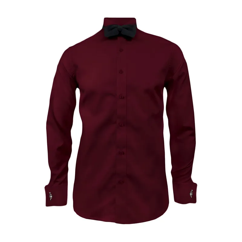 SON DOS - Camisa smoking vino tinto puño mancornas manga larga hombre
