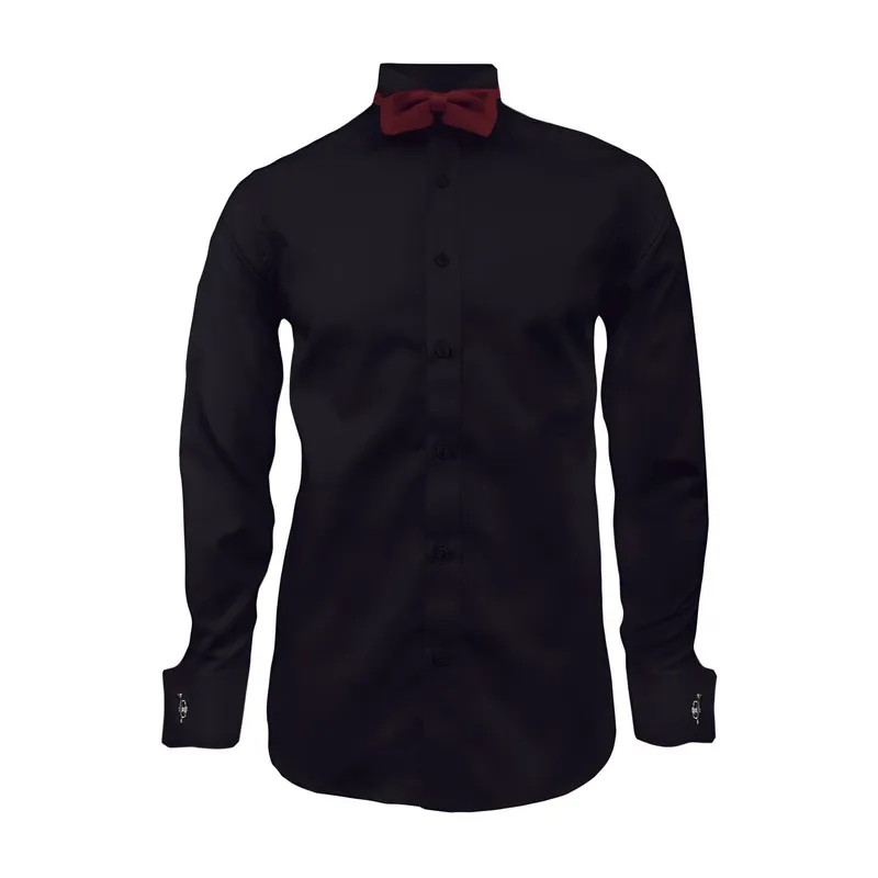 SON DOS - Camisa smoking negra puño para mancornas manga larga hombre