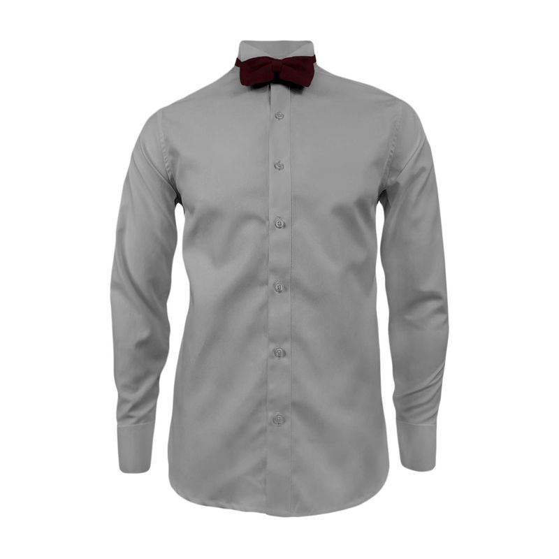 SON DOS - Camisa smoking gris claro puño clásico manga larga hombre
