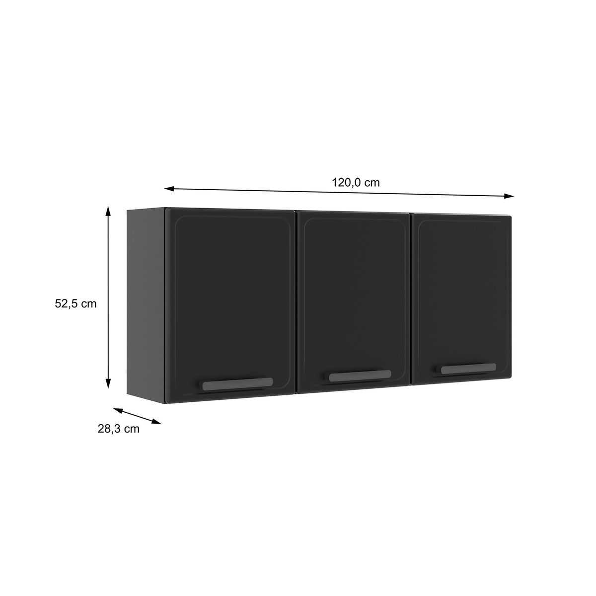 BERTOLINI - Mueble Gabinete superior de cocina 120cm en Acero 3 puertas Gris