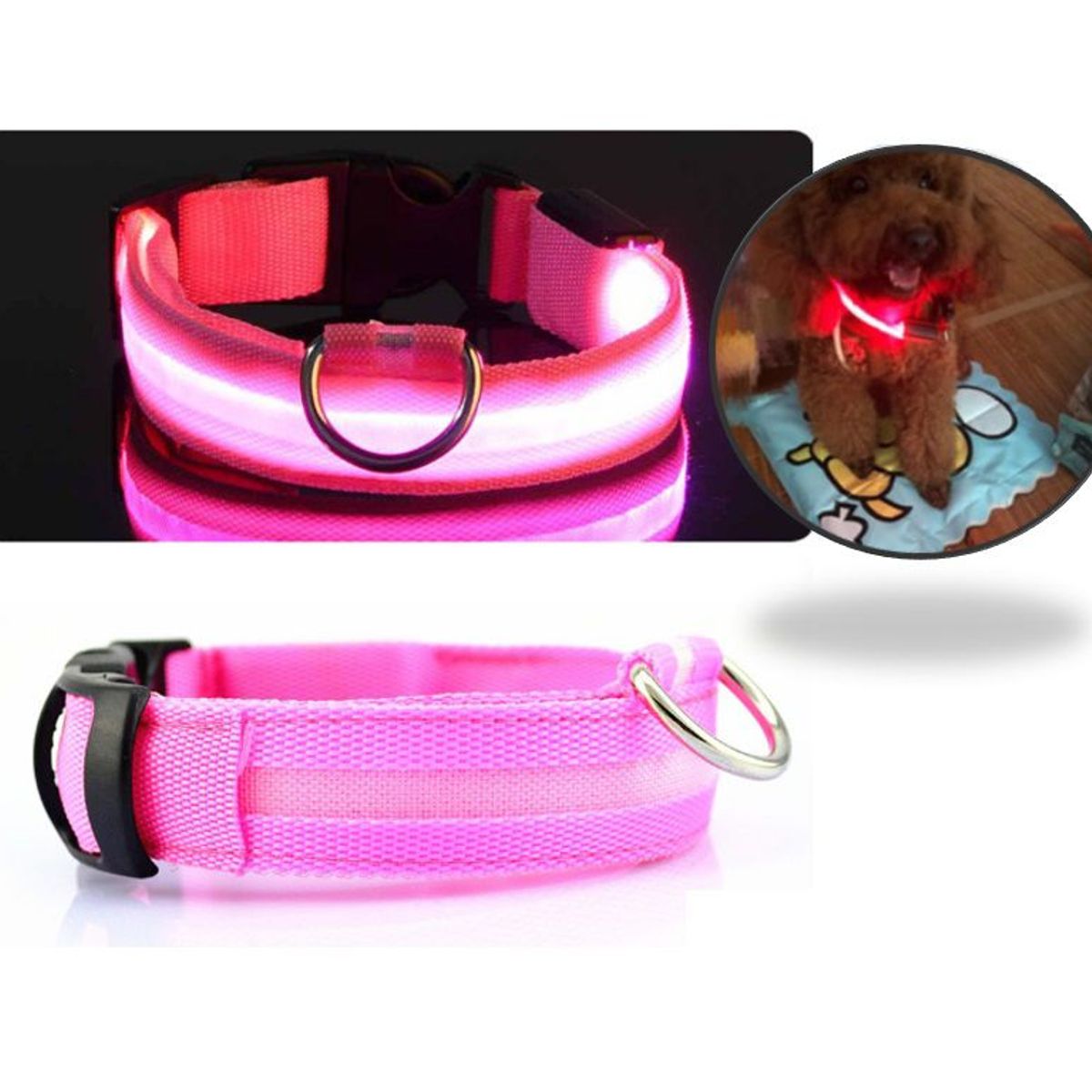 GENERICO - Collar LuzLed Reflectivo Perro Gato Mascotas 3 EfectosPro XS