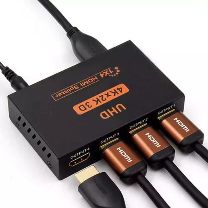 GENERICO - Splitter 1x4 Divisor Amplificador HDMI 1080p 4k 3d 4 Salidas