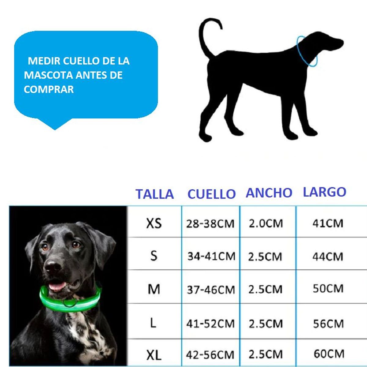 GENERICO - Collar LuzLed Reflectivo Perro Gato Mascotas 3 Rojo Xs