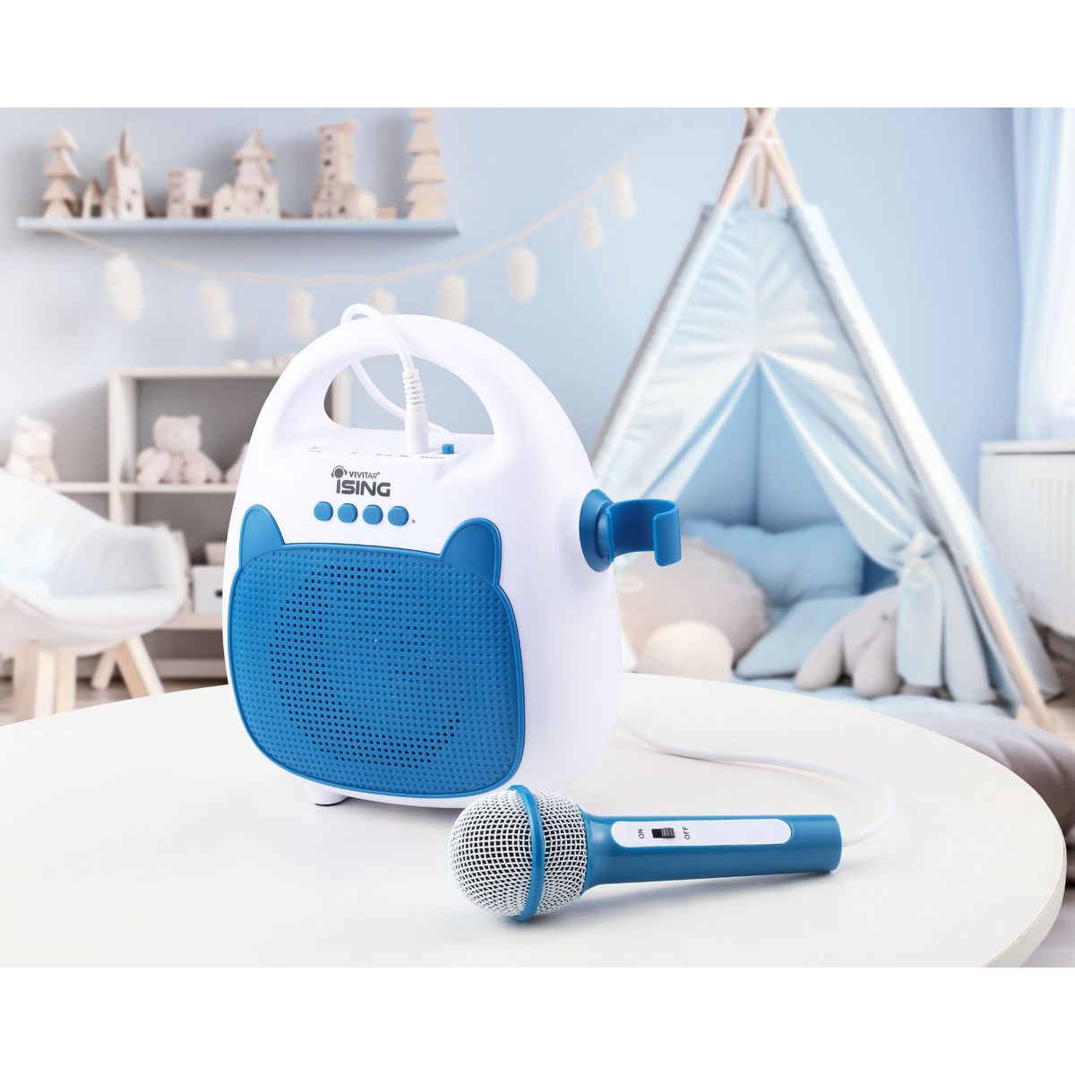VIVITAR - Parlante Karaoke Vivitar Bluetooth Luz LED 12 hrs Azul Microfono
