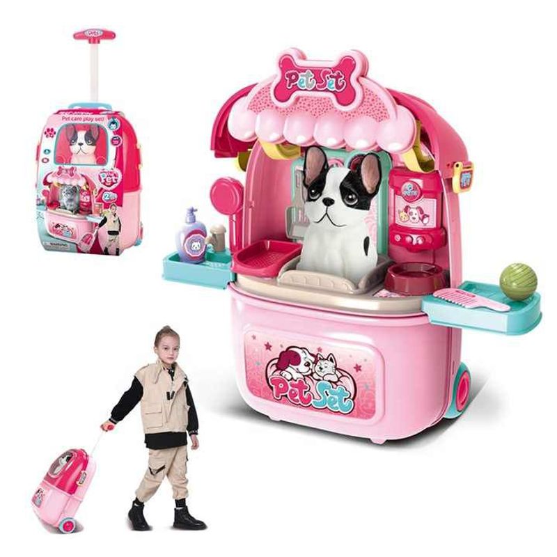 GENERICO - Maleta Rosa Veterinaria Con Mascota Perrito Con Accesorios
