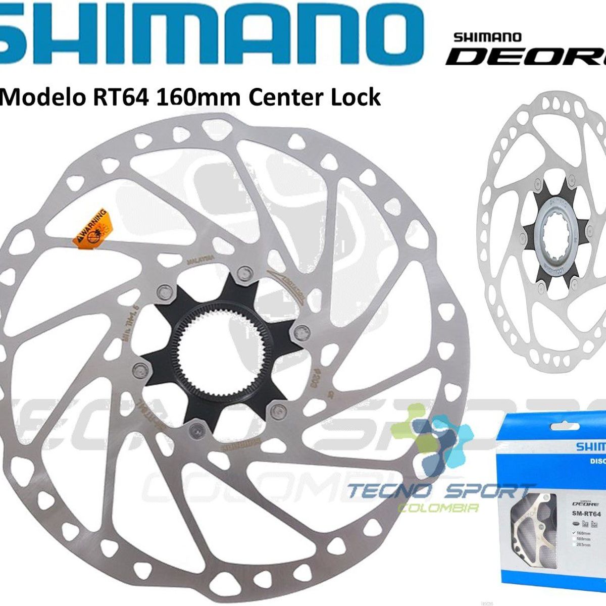 SHIMANO - Disco Rotor Freno Shimano Deore Rt64 160mm Center Lock Mtb