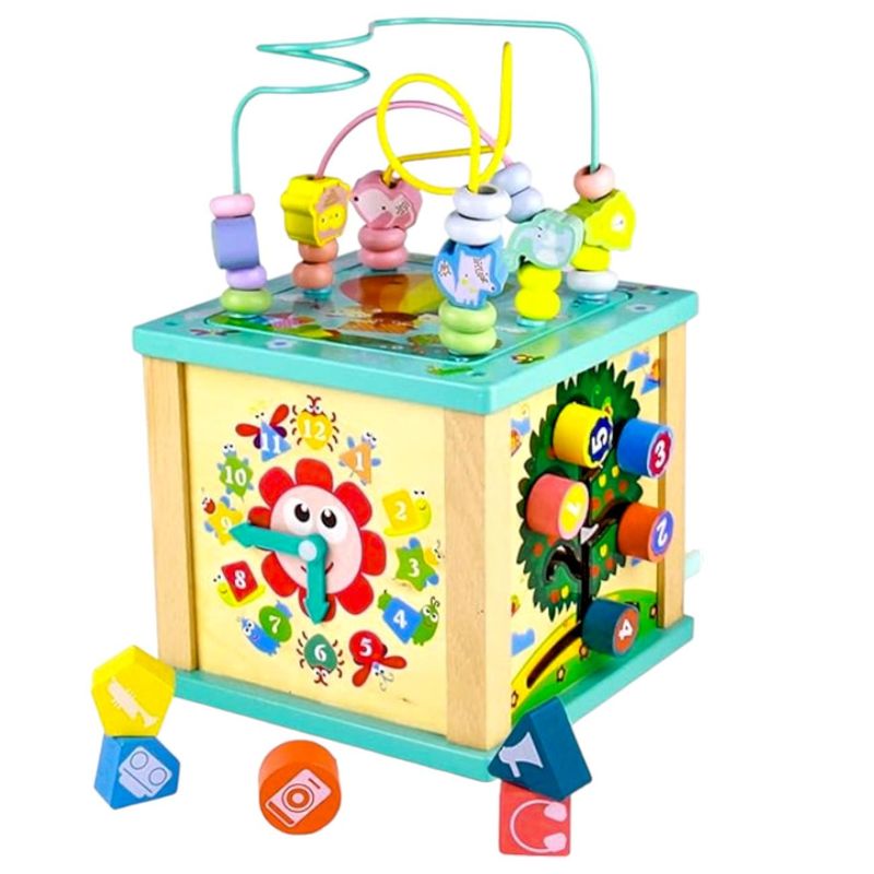 GENERICO - Cubo laberinto Multifuncional tipo Montesori 5 en 1