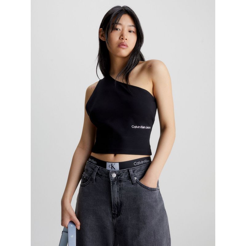CALVIN KLEIN - Top Negro De Punto Milano Con Hombro Descubierto Calvin Klein