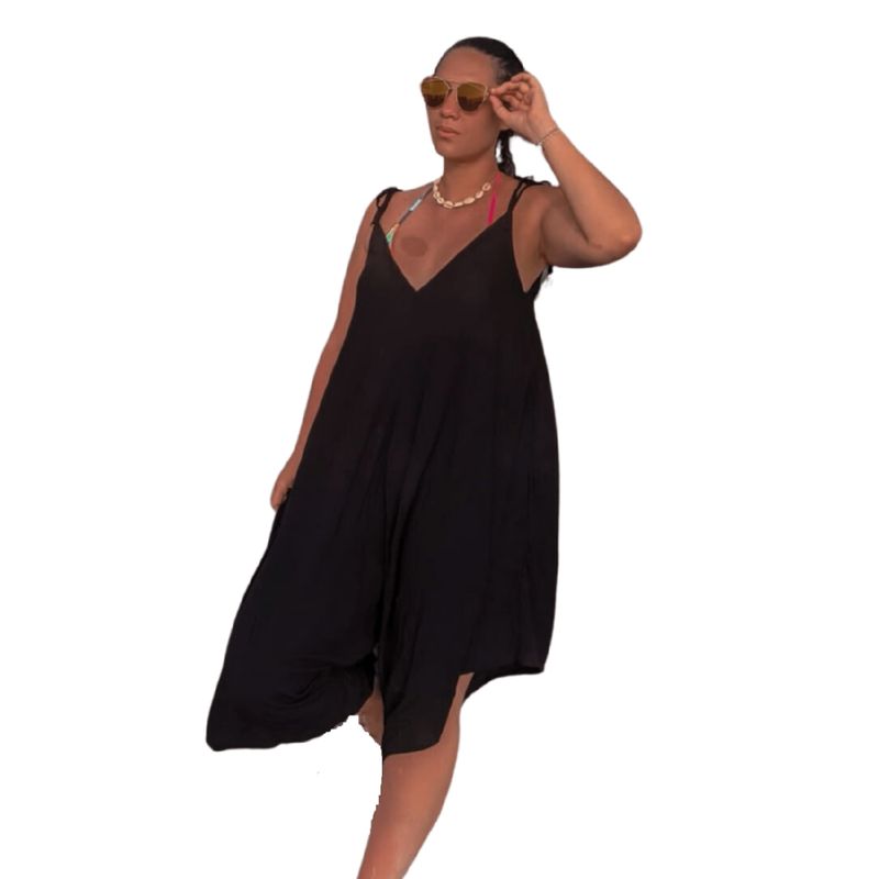MANTARRAYA BEACHWEAR - Enterizo Jumpsuit Bobito para Playa Ropa de Verano - Naranja oscuro - Beige