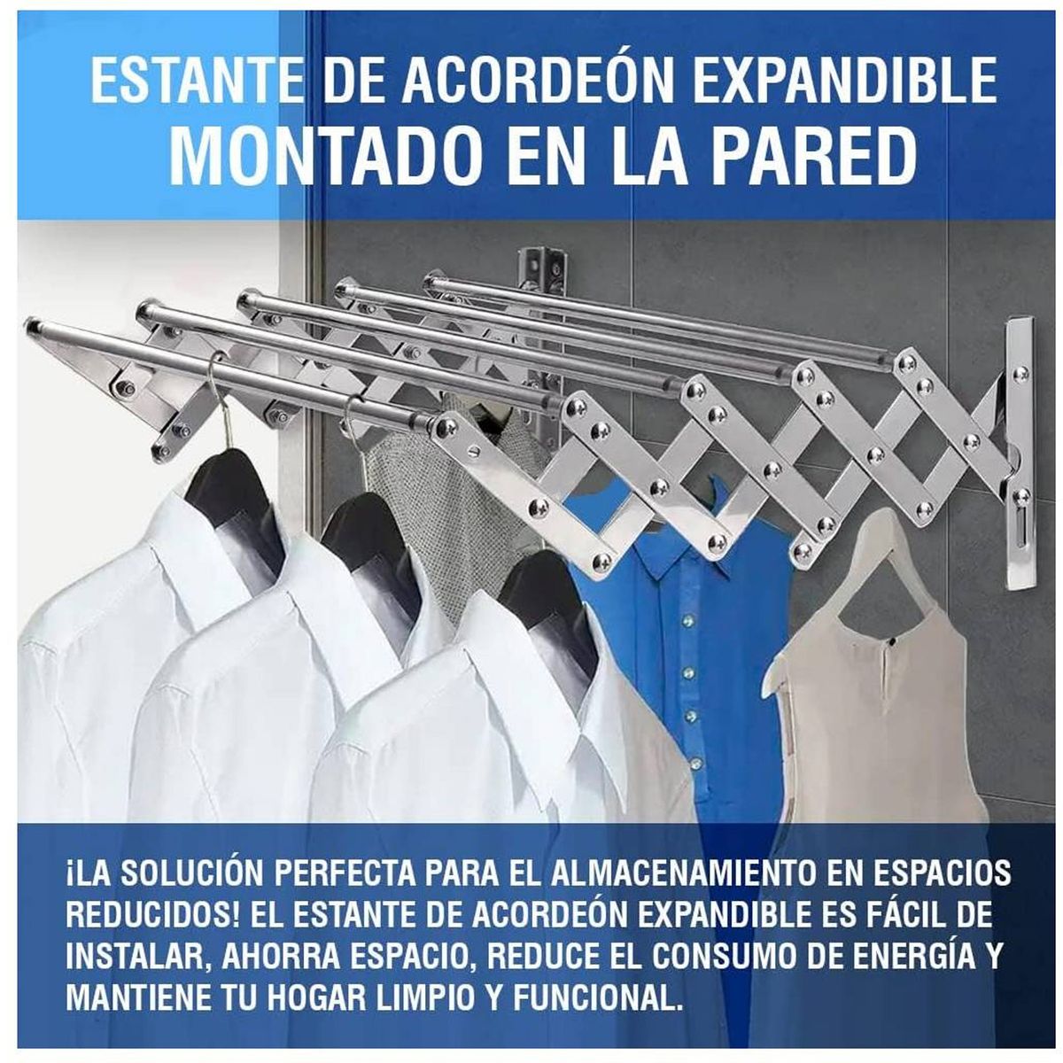 ONE PIXEL - Tendedero Colgador de Ropa Plegable de Metalico Retractil De pared 5 Cuerdas One Pixel