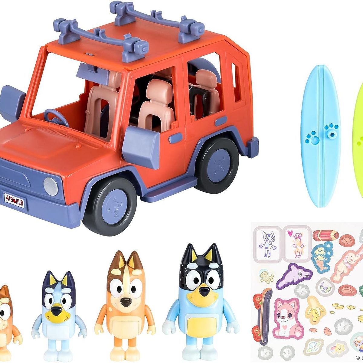 MOOSE TOYS - Carro Bluey Familiar Vehículo 4wd + 4 Figuras