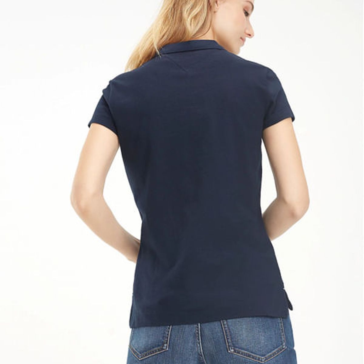 TOMMY HILFIGER - Polo Azul Oscuro Manga Corta Slim Fit Para Mujer Tommy Hilfiger